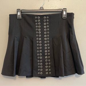 Zara Pleated Grommet Mini Skirt NWT Women's Sz S Black Grunge Dark Academia